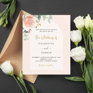 convite de casamento para a arca floral de rosa bl
