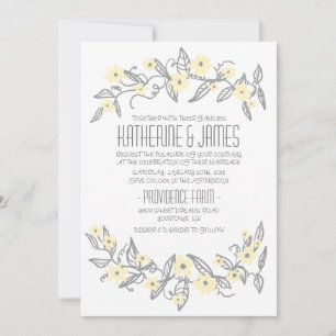 Convite de casamento para Banners Florais de Cinza