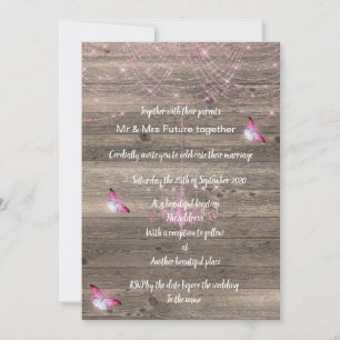 Convite de casamento para borboletas rosa-rosa, ve