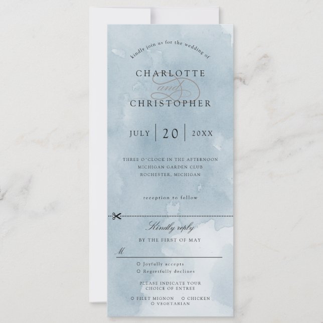 Convite de casamento para caligrafia azul índia w  (Frente)