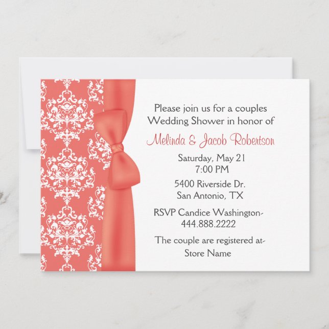 Convite de Casamento para Casais Chic Damask (Frente)