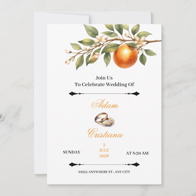Convite de Casamento para Casal Simples (Frente)