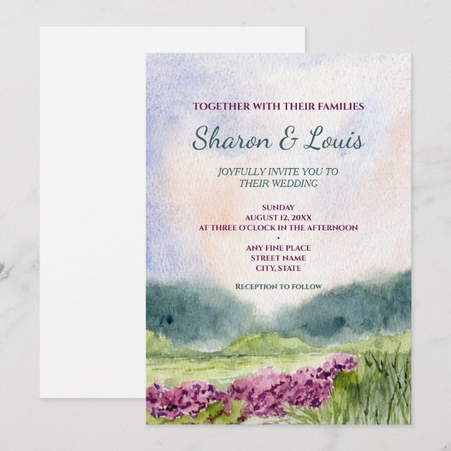 Convite de casamento para castanha de aquarela (Frente/Verso)