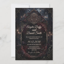 Convite de Casamento para Catedral Gótica Escura