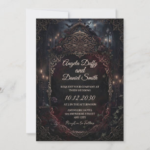 Convite de Casamento para Catedral Gótica Escura