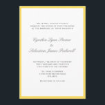 Convite de casamento para cinzas amarelas da borda<br><div class="desc">Aprecie seus convidados com esses convites de casamento elegantes. O texto é definido em tipos clássicos com uma borda de cor simples. Estes convites de casamento são cartões e vêm com envelopes.</div>
