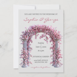 Convite de casamento para cinzas de cor rosa-rosa