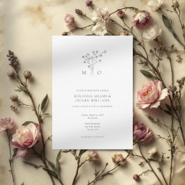 Convite de casamento para cinzas de flores minimal