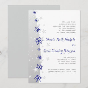Convite de casamento para cinzas de prata e azul