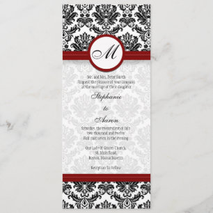 Convite de Casamento para Damasco Preto/Borgonha
