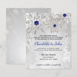 Convite de casamento para flocos de neve azuis rea