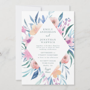 Convite De Casamento Para Flores De Cores De Água