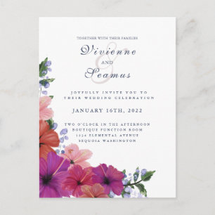 Convite de casamento para flores de hibisco vermel