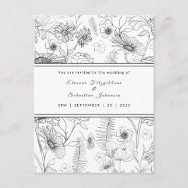 Convite de casamento para flores de margarida pret