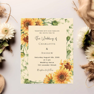 Convite de casamento para flores de sol