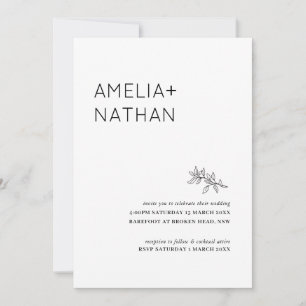 Convite de casamento para flores silvestres minima