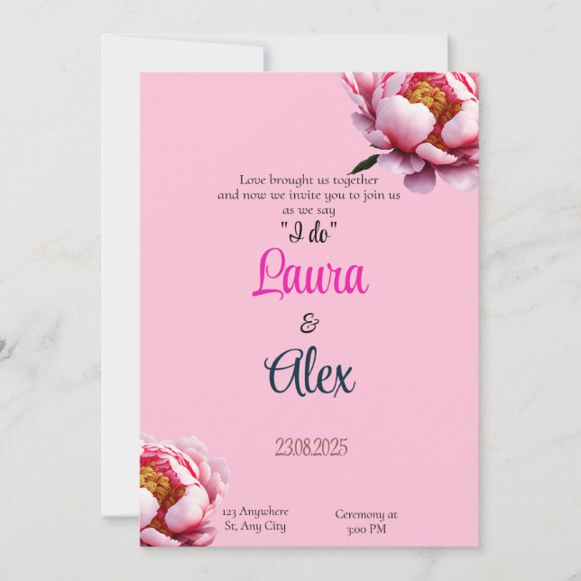 Convite de casamento para Inspiração Floral (Frente)