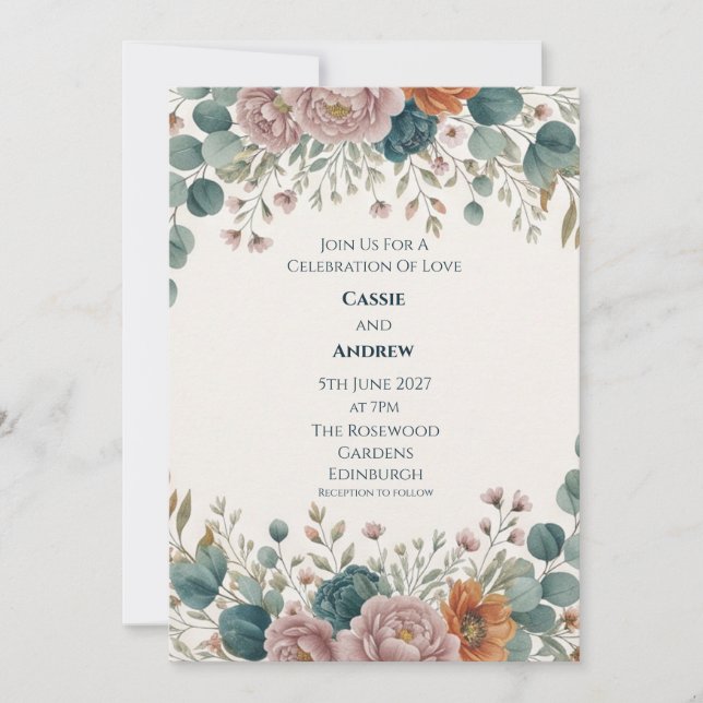 Convite de Casamento para Jardim com Chinoiserie A (Frente)