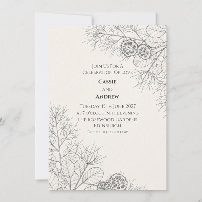 Convite de Casamento para Jardim com Chinoiserie A (Frente)