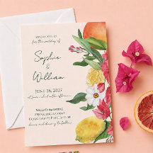 Convite de Casamento para Jardim de Citrinos Rosa