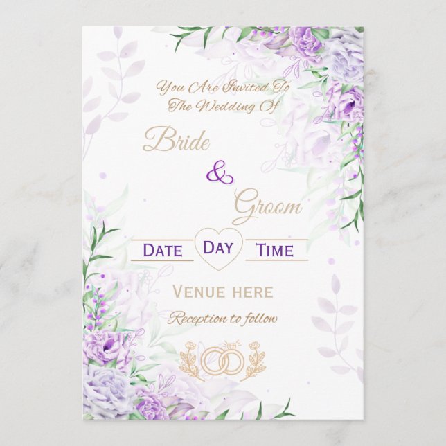 Convite de Casamento para Jardim de Lavanda Elegan (Frente)