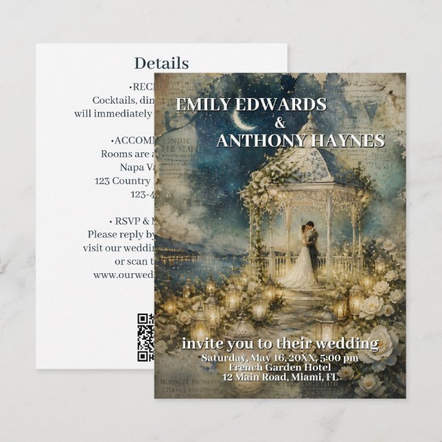 Convite de Casamento para Jardim Romântico (Frente/Verso)