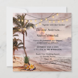 Convite de casamento para luzes de cadeia de praia