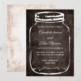 convite de casamento para mason jar rústico