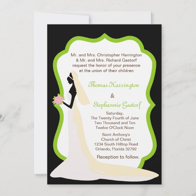 Convite de casamento para perfil de noiva negra 5x (Frente)