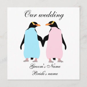 Convite de casamento para pinguins de cor Pastel