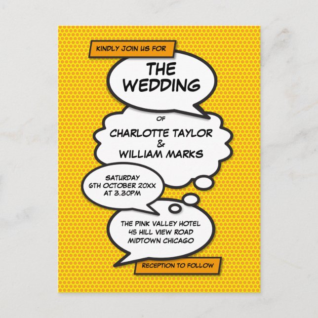 Convite de casamento para Pop de arte do livro de  (Frente)