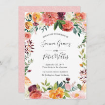 Convite de casamento para primavera floral de outo