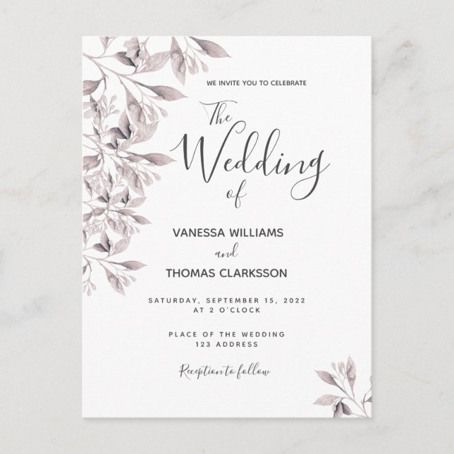 Convite de casamento para rosa de empoeiramento bo (Frente)