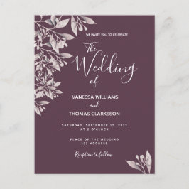 Convite de casamento para roxo botânico do gabinet