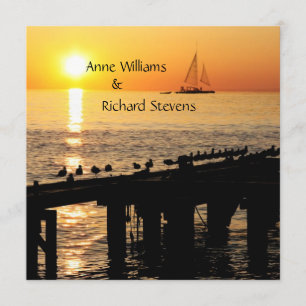 Convite de casamento para tema tropical sunset