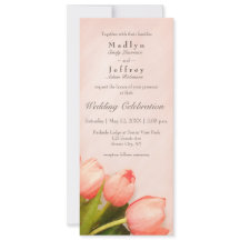 Convite de casamento para tulipas finas cor-de-ros