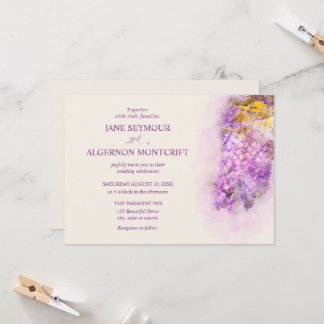 Convite de casamento para wisteria estilo aquarela