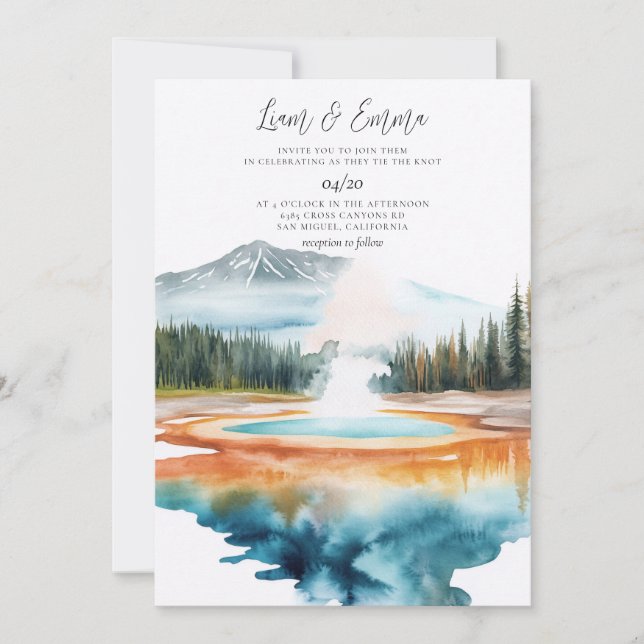 Convite de Casamento PARQUE NACIONAL DE YELLOWSTON (Frente)