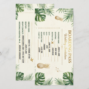 Convite de Casamento Passagem de Embarque Tropical
