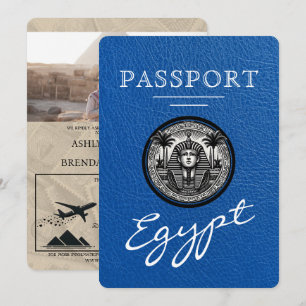 Convite de Casamento Passaporte Azul Real Egito