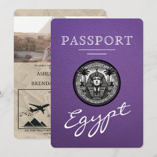 Convite de Casamento Passaporte Egito Roxo