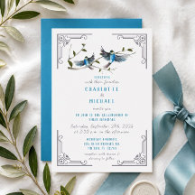Convite de Casamento Pássaro Azul da Felicidade