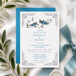Convite de Casamento Pássaro Azul da Felicidade