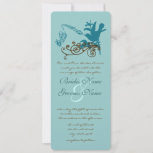 Convite de Casamento Pássaro do Amor Aqua Vintage