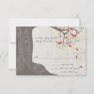 Convite de Casamento Pássaros de Amor com Árvore d