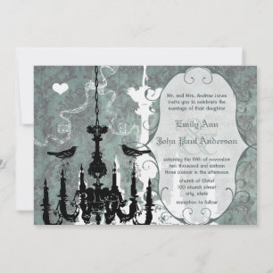 Convite de Casamento Pássaros de Amor Lustre