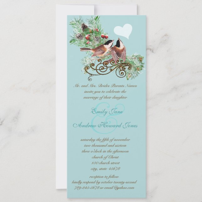 Convite de Casamento Pássaros de Amor Vintage (Frente)