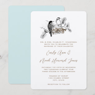 Convite de Casamento Pássaros de Amor Vintage Nota