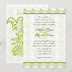 Convite de Casamento Pássaros do Amor Verde Maçã