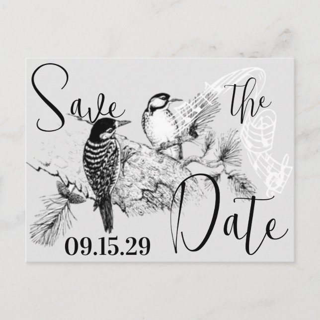 Convite de Casamento Pássaros do Amor Vintage (Frente)